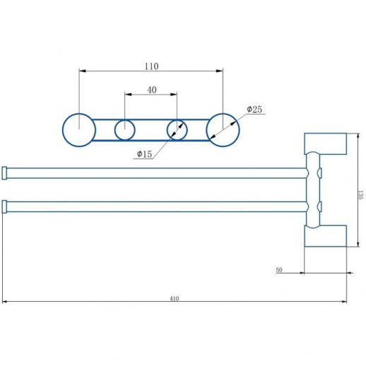 Полотенцедержатель Haiba HB8412-7 поворотный (нерж сталь) черный