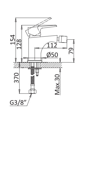 Смеситель на биде однорычажный, без донного клапана CEZARES NAUTIC-BS1-01-W0