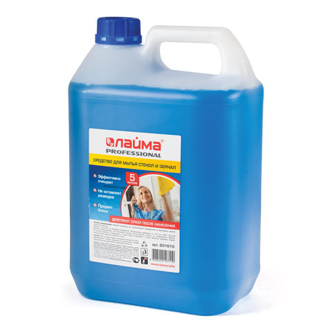 Средство для мытья стекол и зеркал 5 л, ЛАЙМА PROFESSIONAL, 601610
