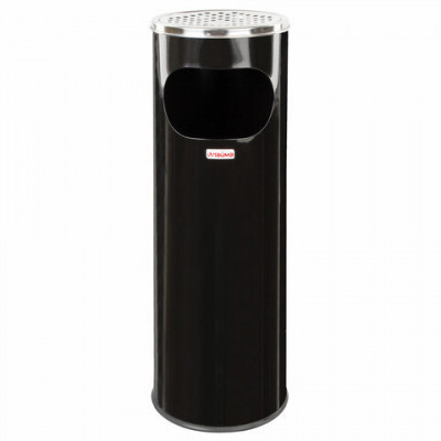 Урна с пепельницей 18 литров, 580х210 мм, нержавеющая сталь, черная, LAIMA PROFESSIONAL, 606298