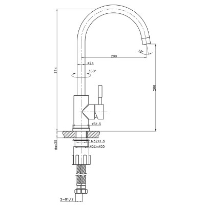 Кухонный смеситель Raiber Graceful RPB-012 черный матовый