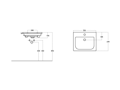 Мебельный умывальник Dreja SOFT 55 см, белая керамика