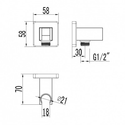 Подключение для душевого шланга Lemark (LM4585C) хром M1/2''