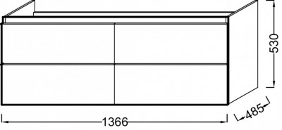Мебель 137 см для раковины-столешницы подвесная, Jacob Delafon «ODEON UP» (EB997-E10), квебекский дуб