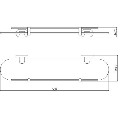 Стеклянная полка Rav Slezak Yukon YUA0900/50CMAT черная