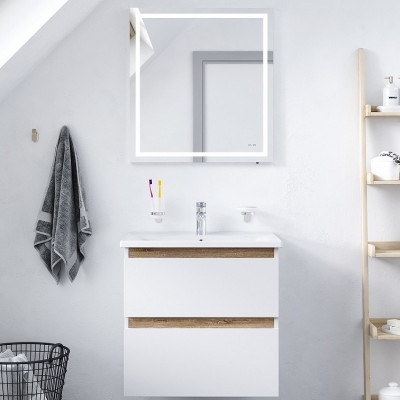 Комплект мебели для ванной со смесителем и аксессуарами AM.PM X-Joy 65 BK85GI подвесной Белый глянец