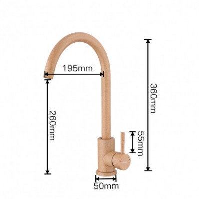 Смеситель Frap для кухни однорычажный поворотный песочный (F40899-3)
