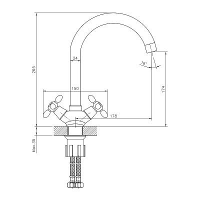 Кухонный смеситель Decoroom DR53028 хром