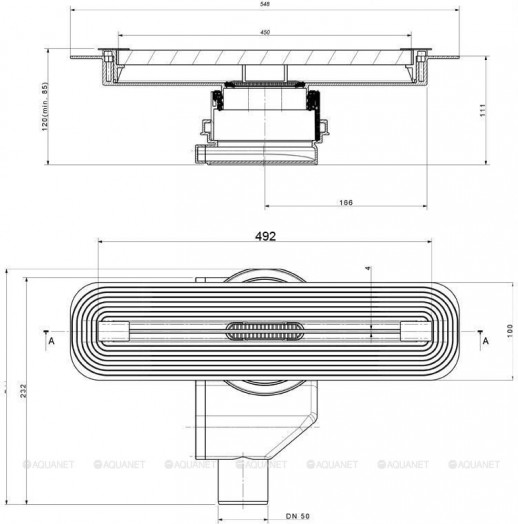 Душевой лоток Pestan Confluo Premium Slim Line 13100031, 450мм  Нержавеющая сталь / Пластик