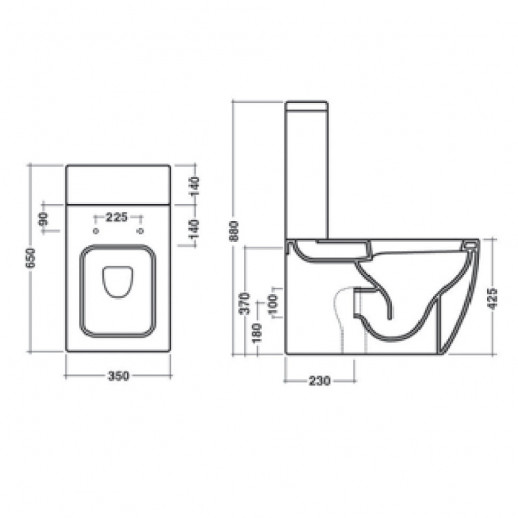 CERAMICA ALA SIMPLY SIMWCCOMP унитаз напольный с бачком 35 см х 65 см, белый