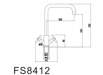 Смеситель для мойки Fmark FS8412H нерж сталь черный вентильный