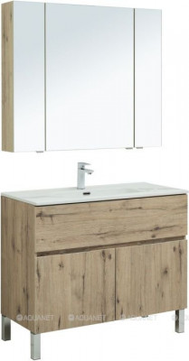 Комплект мебели для ванной Aquanet Алвита New 100 1 ящик, 2 дверцы, дуб веллингтон белый (00274115)
