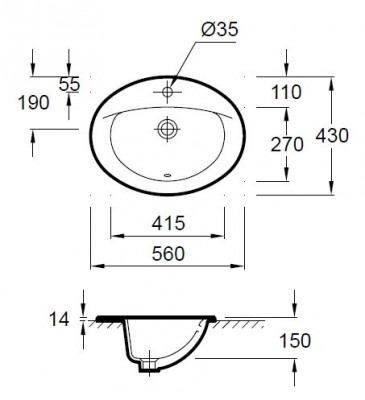 JACOB DELAFON Patio E4155-00 раковина встраиваемая 56 см x 43 см, белая