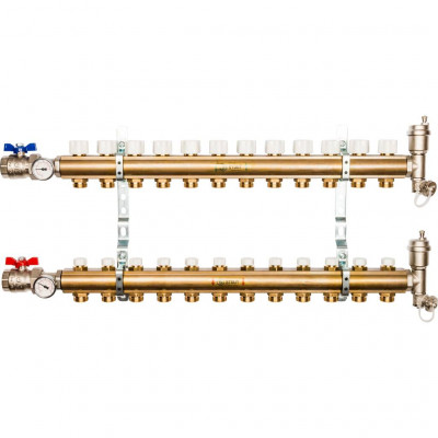 Распределительный коллектор из латуни без расходомеров 12 вых STOUT (SMB 0468 000012)