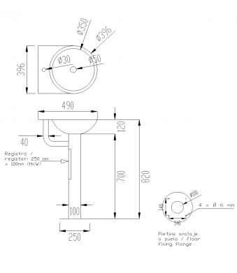 Умывальник с пьедесталом Nofer 13026.В