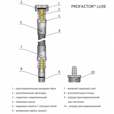 Подводка ProFactor PF Luxe  1/2 " 525.50см, к смесителю, в термопластике