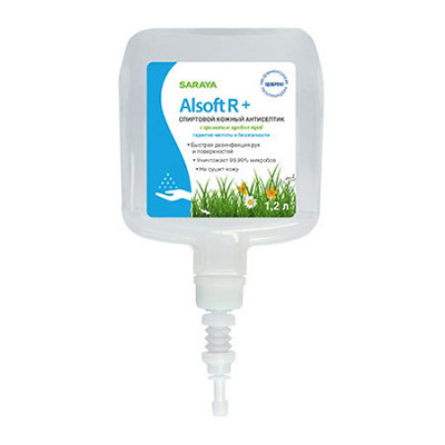 Кожный антисептик Saraya Alsoft R Plus с отдушкой 120 мл, 1 л еврофлакон, 1,2 л, 5 л