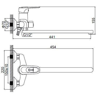Смеситель для ванны Ledeme L2204 H04 однорычажный хром