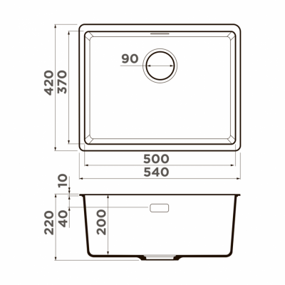 Мойка OMOIKIRI KATA 54-U-BL Artgranit черный прямоугольная 540x420 (4993410)