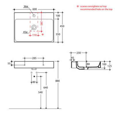 Kerasan Cento 3531bi*1 раковина, 60 см х 45 см