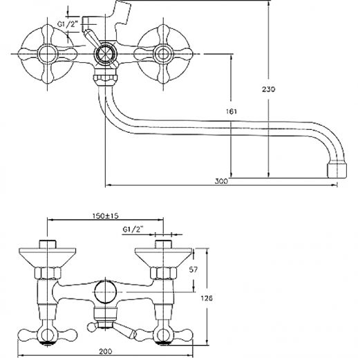 Смеситель для ванны Haiba HB2208 универсальный (латунь) хром