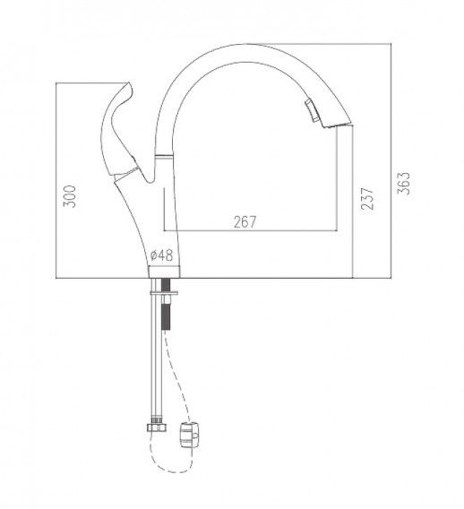 Смеситель для кухни Haiba HB70180-7 (латунь) черный