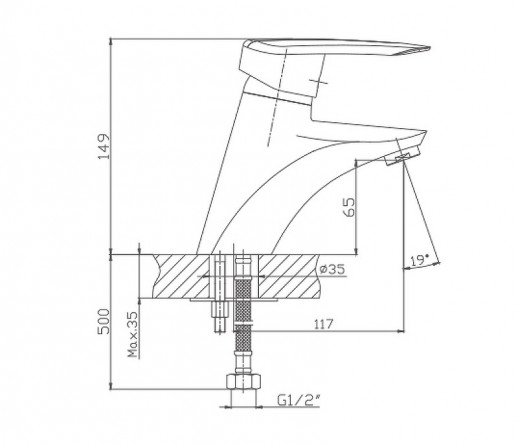 Смеситель для раковины Haiba HB1007 (латунь) хром