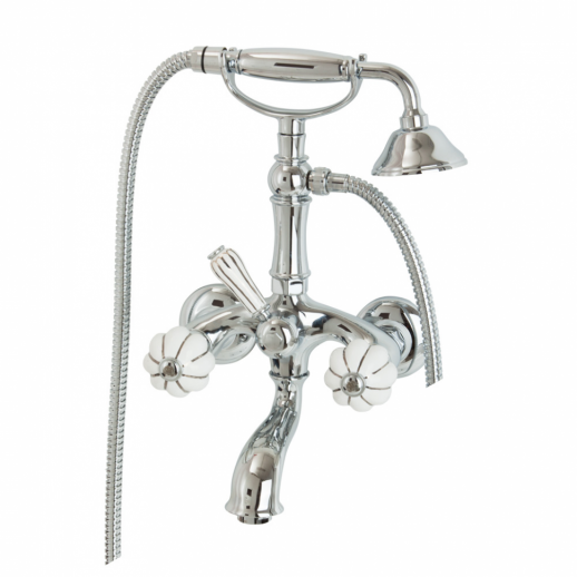 Migliore Olivia 19012 смеситель для ванны с душем, хром/белый с декором