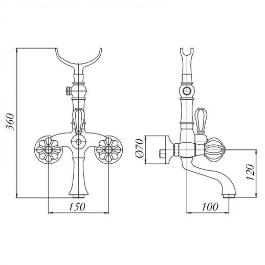 Migliore Olivia 19012 смеситель для ванны с душем, хром/белый с декором