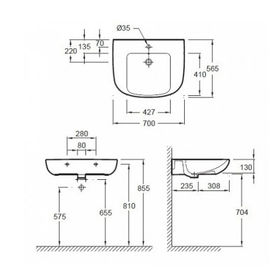 JACOB DELAFON Odeon Up E4495-00 раковина подвесная 70 см х 56,5 см, белая
