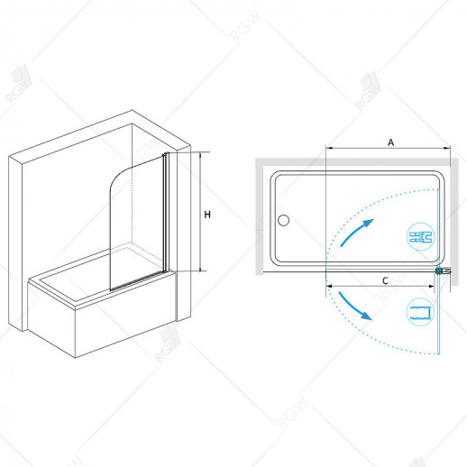 Шторка на ванну RGW Screens SC-109 60х150 411110906-11 прозрачная профиль хром