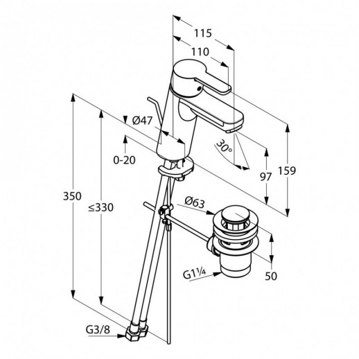 Смеситель для раковины KLUDI LOGO NEO хром 372900575