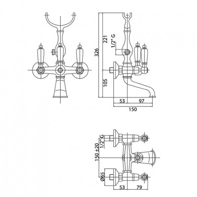 CAPRIGO ADRIA-Classic 03-011-vot смеситель для ванны без душа, бронза