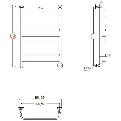 Полотенцесушитель водяной TERMOsmart Стандарт 50х80 SR50/80 хром лесенка