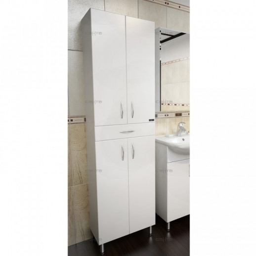 Шкаф-пенал для ванной СаНта Стандарт 60 напольный 600*1810*26,5 см, белый