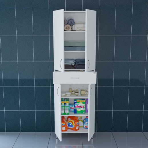 Шкаф-пенал для ванной СаНта Стандарт 60 напольный 600*1810*26,5 см, белый