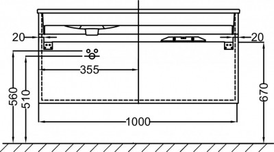 Мебель для раковины-столешницы 100 см, под правостороннюю раковину, нежный аквамарин, Jacob Delafon «VOX» (EB2026-RA-M43)