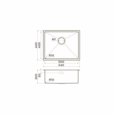 Мойка Omoikiri прямоугольная 540х440 мм Taki 54-U, IF-LG нерж.сталь, светлое золото (4973093)