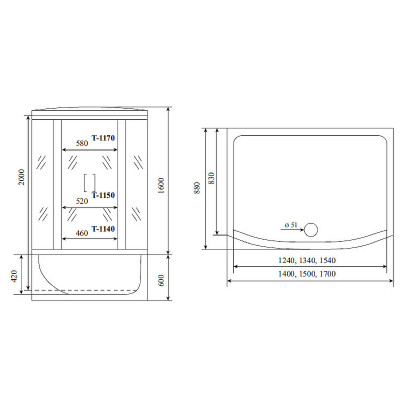 Душевой бокс Timo Standart 170x88 T-6670 S F без гидромассажа прямоугольный