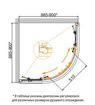 Душевой уголок Cezares GIUBILEO-R-2-90-SCORREVOLE-C-G, 90 х 90 х 195 см, стекло прозрачное