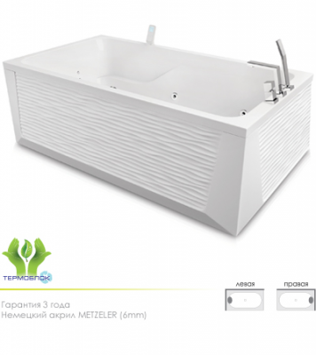 Акватика Аксиома Стандарт ванна без гидромассажа, 175 см х 95 см