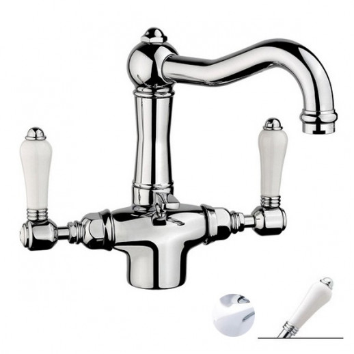 Nicolazzi Classica 1432 CR 78 смеситель для раковины с д/к, хром/ручки P.Mont Blanc