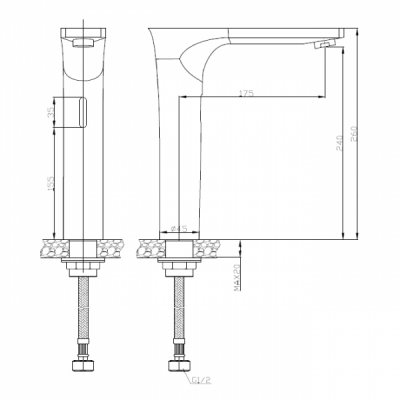 Автоматический высокий кран для раковин Nofer 07264.B хром/глянец
