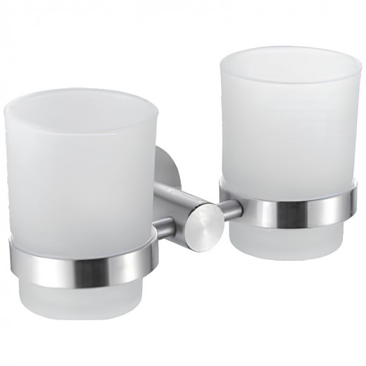 Стакан для зубных щеток Haiba HB8308 двойной (нерж сталь стекло)