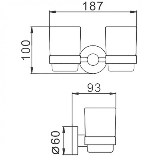 Стакан для зубных щеток Haiba HB8308 двойной (нерж сталь стекло)