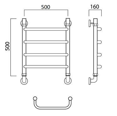 Водяной полотенцесушитель Акванерж Скоба 500х500, хром