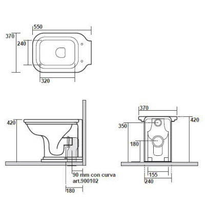 Kerasan Waldorf 411801bi унитаз приставной, 37 см х 55 см