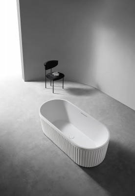 Ванна из искусственного камня Abber Stuttgart 170x75 AM9925 белая матовая овальная