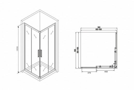Душевой уголок ABBER Schwarzer Diamant AG02090BH