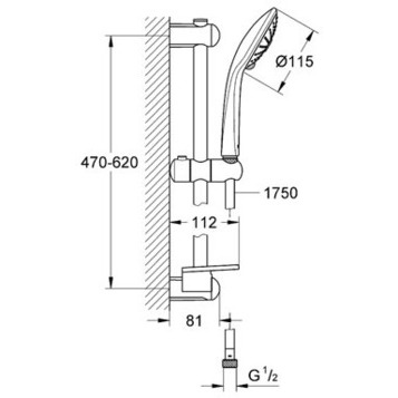 Grohe Euphoria 27231001 душевой гарнитур Massage 60 см, хром